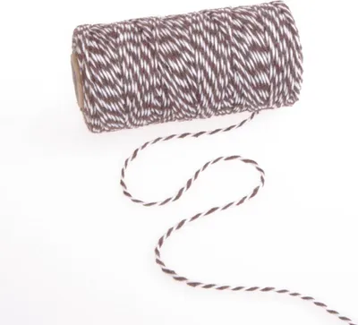 Produktbild von "Bäckerkordel" aus Baumwolle - dunkelbraun-weiß - 1,5mm - 100m - 804-1,5-100-47