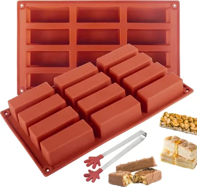 Produktbild von Silikon-Backformenset für Müsliriegel und Schokolade - 12 Mulden