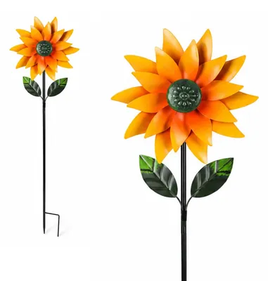 Produktbild von Solidchoice – Metallische Gartenwindmühle, 3D-Sonnenblumendesign für den Außenbereich