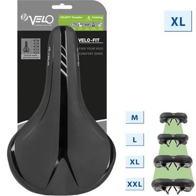 Zdjęcie produktu dla Velo Fit Traveller, Siodełko rowerowe, Szlak, Unisex, Czarny, Monochromatyczny, 19,1 cm