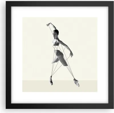 Produktbild von Gerahmtes Poster - Schwarzer Rahmen - Surreal Ballerina Marionette - 30x30 cm - Wand Bild - Wanddeko - Wandbilder - Kunstposter - Wandposter - Bilderrahmen - Bilder - Kunstdruck - P2BAC30x30-4812