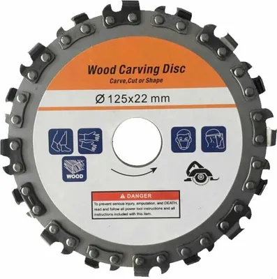 Produktbild von 125 mm 16 Zähne Edelstahl-Schleifscheibe Holzbearbeitungs-Stoßmaschinenketten Scheibe Holzschnitz-Trennscheibe für 5-Zoll-Winkelschleifer Schnitzen Formen Schneiden (mehrfarbig