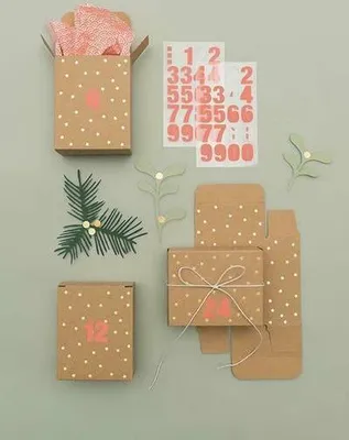 Produktbild von Adventskalender Boxen, Kraftpapier/Gold