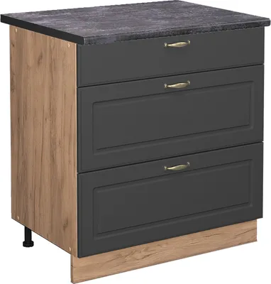 Produktbild von Küchenunterschrank Vicco Fame-Line Anthrazit-Gold 80 cm mit 3 Schubladen, AP Anthrazit, Model 46561
