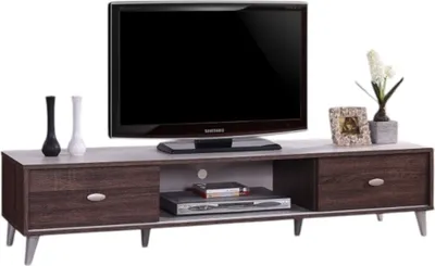 Productafbeelding van Meubel TV ANKARA – 150 cm – 2 schuifdeuren – Notenhout & Wit – Modern ontwerp