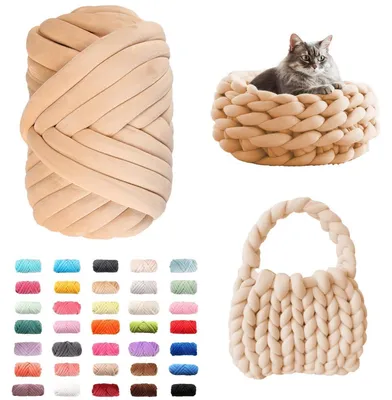 Produktbild von Armstricken Wolle 500g/16m, Dicke Wolle Garn, Schlauchgarn, Eiergelb