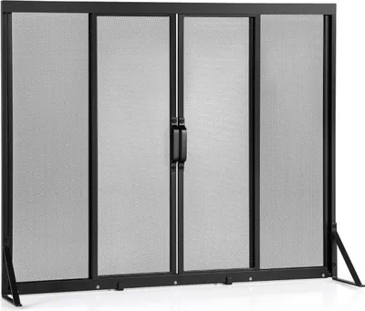 Zdjęcie produktu dla Ekran kominkowy z drzwiami przesuwnymi, 96 x 79 cm, siatka metalowa