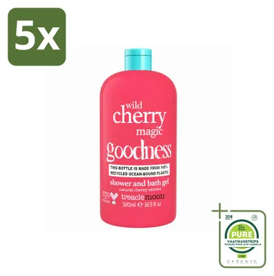 Imagen del producto de 5 unidades de gel de ducha Treaclemoon, aroma "Wild Cherry Magic", 500 ml cada uno. Pack grande