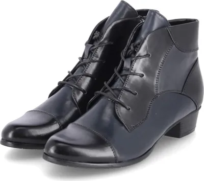 Productafbeelding van Kaerlek enkellaarsjes/veterschoenen, zwart, glad leer, met rits. Maat: 40