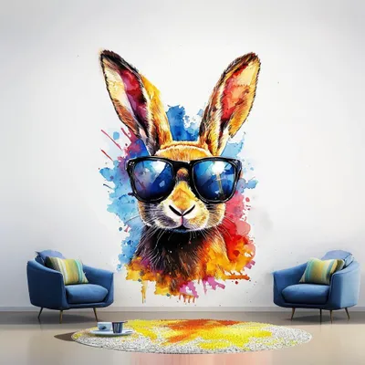Kaninchen mit Sonnenbrille – Decords Wandtattoo, Produktansicht 1