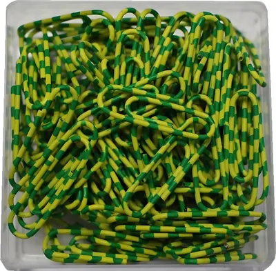 Produktbild von Briefklammern ZEBRA, Gelb-Grün, kunststoffüberzogen, 28 mm, rund, Dose à 100 Stück