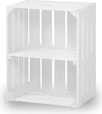 Produktbild von Neue Obstkisten mit Mittelbrett Holzkisten Weinkisten Apfelkisten Regal Kommode Weiße 50x40x30cm
