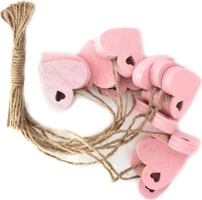 Produktbild von 12 Holz-Deko Schmetterling Herz Blume Blüte 25-35mm Hänger Hängedekoration Frühling, Größe:Herz in Herz 35x32 mm, Farbe:hellrosa