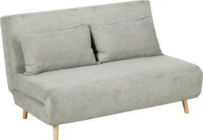 Produktbild von HOMCOM Schlafsofa, Klappbett mit Bettfunktion, Rückenkissen, Polstersofa mit Verstellbarer Rückenlehne, Samtoptik, 141 x 90 x 81 cm, Grau