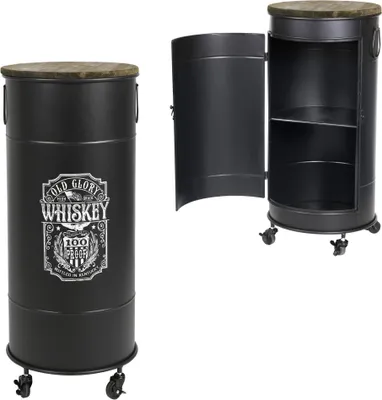 Productafbeelding van Barwagen met deur en wielen - Ontwerp oude glorie, afmetingen 40x40x85 cm