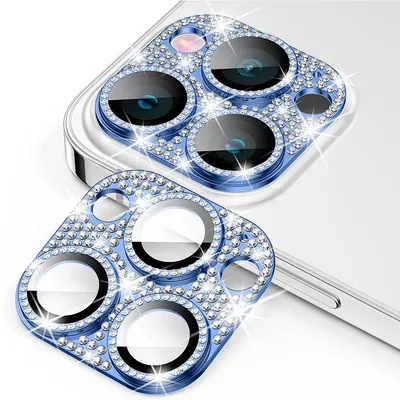 Obrázek produktu pro Pro Apple iPhone 15 Pro / Pro Max Glitter Ochranné sklo objektivu fotoaparátu H9 Hard Glass Blue