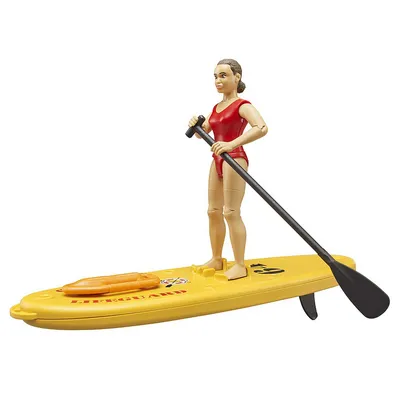 Image de bruder 62785 - Bworld Life Guard avec Stand up Paddle - 1:16 Nageuse sauveteuse Paddleboard Jouet aquatique Service de secours