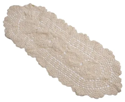 Produktbild von Tischdecke Oval Abwaschbar Gehäkelt 30 x 70 cm Baumwolle Weiß