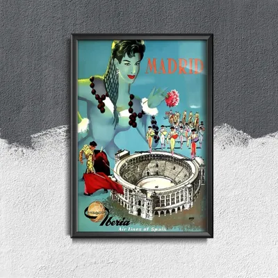 Produktbild von Poster - Canvas - Leinwand - 29,7 cm x 42 cm - Madrid Spanien Air Lines