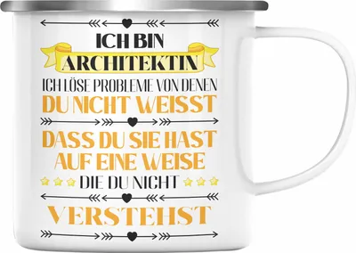 Produktbild von Trendation - Architektin Geschenk Emaille Tasse Emaille Emaille Tasse für Architektin Frauen Spruch (Silber)