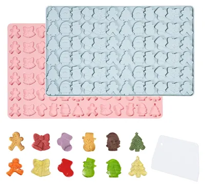 Silikon-Weihnachtsform, 2 Stück, 6 Motive, BPA-frei