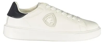 Produktbild von Weißer Herrensportschuh mit blauen Details und herausnehmbarer Sohle