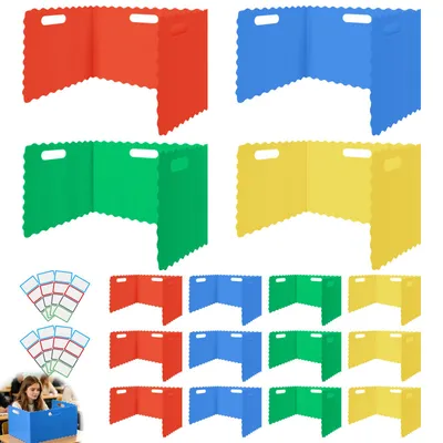 Image de 16 séparateurs de bureau, écrans de confidentialité portables et pliables pour bureau, en forme de U, pour bureau d'étude, école, bureau, bibliothèque