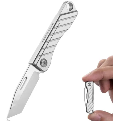 Image de Mini couteau multifonction en titane, porte-clés, outil pliable, idéal pour le transport quotidien (EDC), pour hommes, pour la randonnée, en cas d'urgence
