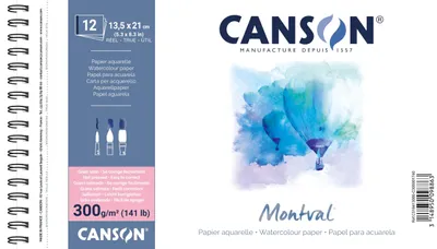 Image de CANSON C518413000 CANSON Bloc aquarelle "Montval", 135 x 210 mm, 300 g/m²