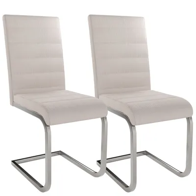 Produktbild von Juskys Freischwinger Schwingstuhl Vegas 2er Set - Esszimmerstuhl mit Cord - Beige