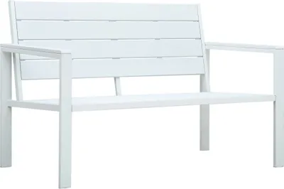 Obrázek produktu pro Zahradní lavice 120 cm HDPE bílá dřevěný vzhled