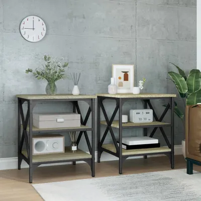 Image de The Living Store tables d'appoint 2 pièces chêne Sonoma 40x42x50 cm bois composite