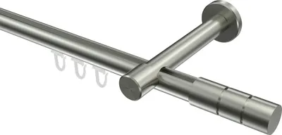 Produktbild von Interdeco Innenlaufstange / Gardinenstange mit Innenlauf Edelstahl-Optik, Typ Prestige Elanto (Rillenzylinder), 20 mm Ø 1-läufig, 240 cm
