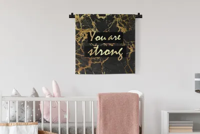 Produktbild von MuchoWow® Wandteppich Wandbehang Zitat - Motivation - Gold - Marmor 60x60 cm Tapisserie Dekoration Wandtuch - Dekorationen - Wand Decke
