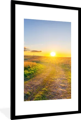 Produktbild von MuchoWow® Gerahmtes Poster Sonne - Natur - Landschaft 60x90 cm - Poster mit Schwarzem Bilderrahmen Wandposter Rahmen Foto Bilder - Dekoration - Wandposter Wohnzimmer - Hochwertig