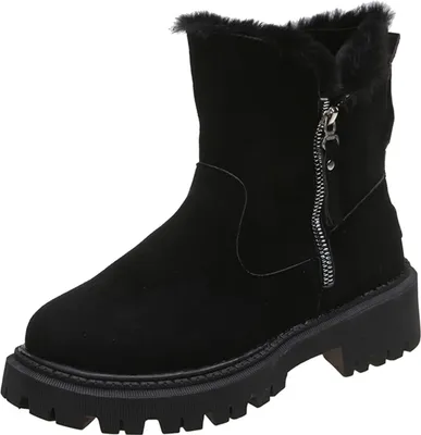 Produktbild von ASKSA Damen Schneestiefel Gefuettert Winterschuhe Ankle Boots Wasserdicht Warm Snowboot Mit Futter Herbst Winterstiefel Komfort Stiefelm,Schwarz,Groesse:40