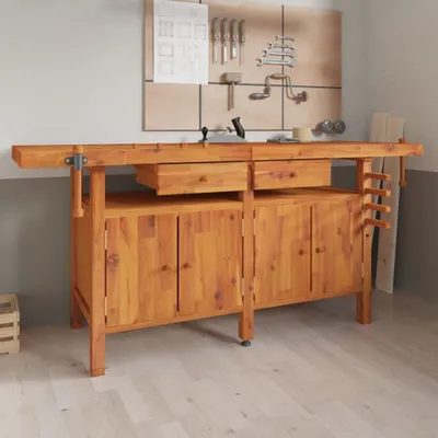 Immagine prodotto di vidaXL Banco da lavoro con cassetti morse 192x62x83 cm in legno di acacia