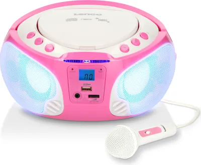 Produktbild von Lenco SCD-650PK - Tragbares FM-Radio mit CD/MP3-Player - USB-Anschluß - Karaoke - Mikrofon - Lichteffekte - Pink