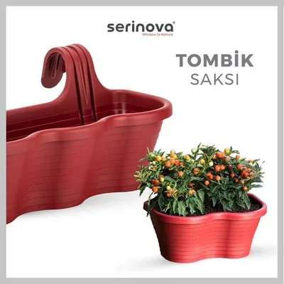 Zdjęcie produktu dla 2 sztuki doniczek balkonowych w kolorze czerwonym, wiszące doniczki do ogrodu ziołowego, 6,5 l, odporne na promieniowanie UV, bez BPA