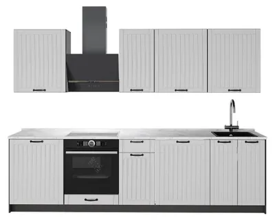 Image de Cuisine Vicco Fame-Line Blanc campagne/Anthracite 280cm, PT Marbre, Model 64183