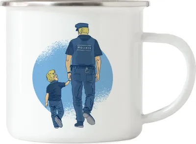 Produktbild von Papa Polizist Emaille Tasse Vatertagsgeschenk für Polizisten-Papa-Sohn Süßes Motiv Uniform