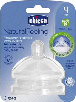 Productafbeelding van Chicco Natural Feeling, antikoliekventiel, siliconen, transparant, geschikt voor vanaf 4 maanden, 2 stuks