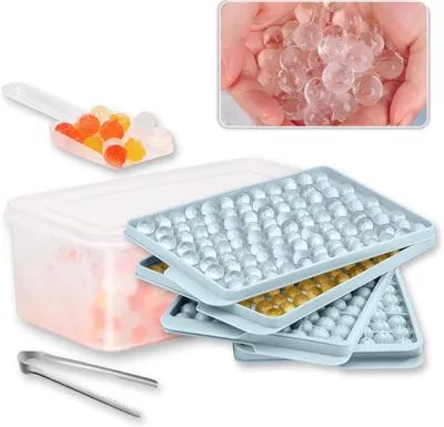 Produktbild von Eiswürfelform mit Deckel 4er Set 416 Kugeln rund Eiswürfelbehälter mit Deckel Ice Cube Tray Eiskugelformer Ice Ball Maker Ice Mold Eiswürfelbox