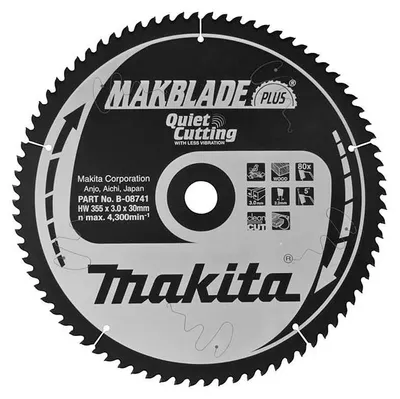 Image de Lame carbure bois MAKITA MakForce B-08741 355 mm scie circulaire 80 dents