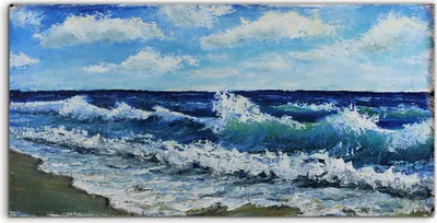 Produktbild von Coloray Canvas 140x70  Wandbild Leinwand Bilder Kunst Gemälde Landschaft Meereswellen