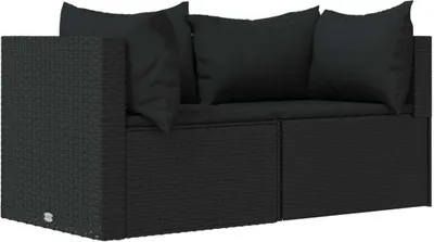 Produktbild von Garten-Ecksofas mit Kissen 2 Stk. Schwarz Poly Rattan