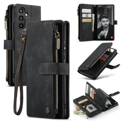 Immagine prodotto di Galaxy A34 5G Case, Flip Pelle Zip Stand Funzione Custodia protettiva per Samsung Galaxy A34 5G Nero
