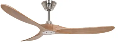 Produktbild von Energiespar Deckenventilator mit Fernbedienung Eco Genuino Chrom gebürstet / Eiche mittel 152 cm