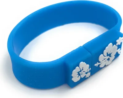 Productafbeelding van Online World 2013 Armband, polsband, lus met hibiscusbloem, blauw, grappige USB-stick, 64 GB, USB 3.0