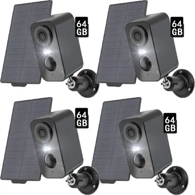 Obrázek produktu pro 4X Surveillance Camera Outdoor Battery Solar - 2K PTZ WLAN Camera Surveillance Outdoor se solárním panelem s 64GB